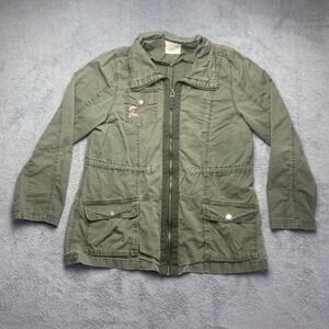 Ashley by 26 International Women's Jacket Army Green Size XL Floral Embroidered